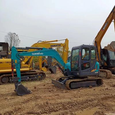 Использованный двигатель Caterpillar и компоненты Hyundai на мини-экскаваторе Sunward SWE60E 6 тонн