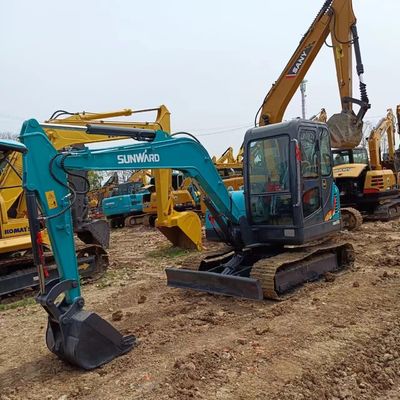 Использованный двигатель Caterpillar и компоненты Hyundai на мини-экскаваторе Sunward SWE60E 6 тонн